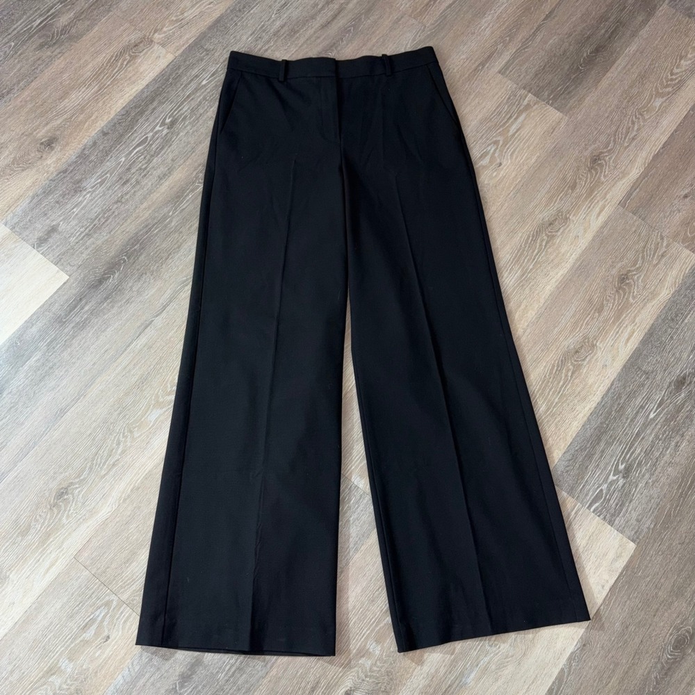 Ann Taylor Womens 10 Black Wide Leg Trouser Pants Stretch Dress Slacks Office